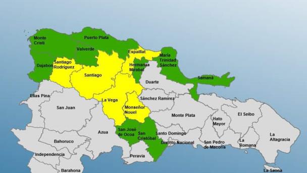 COE mantiene cinco provincias en alerta amarilla y nueve en verde por posible inundaciones