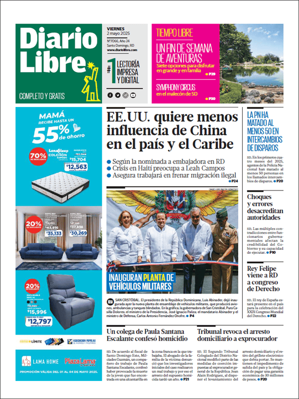 Portada de Diario Libre Impreso