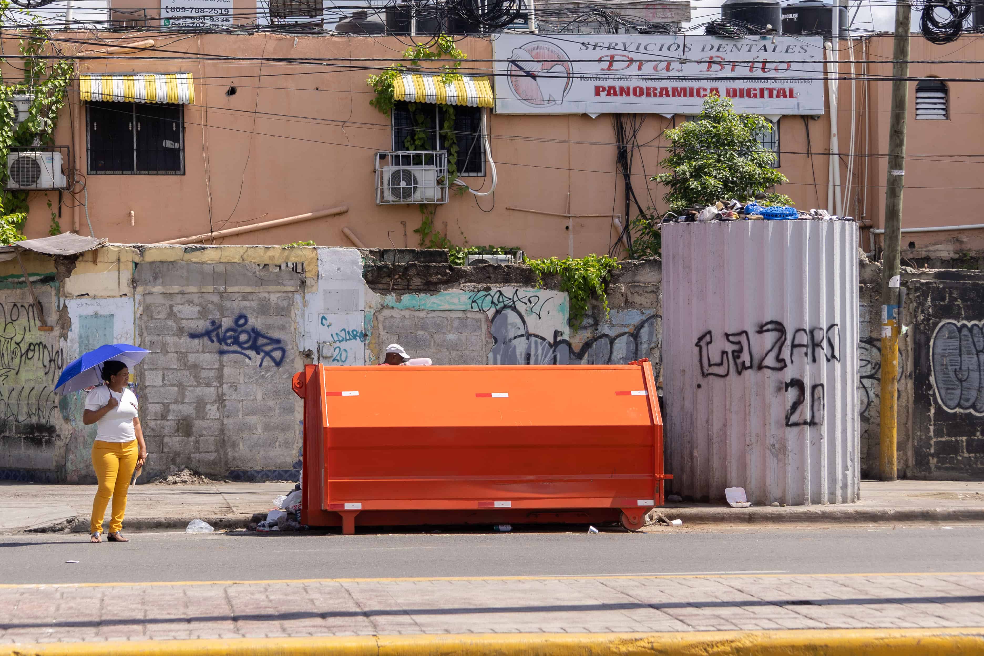 Una de las columnas en la calle Trina Moya de Vásquez.