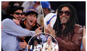 Bad Bunny, Lenny Kravitz y Timothée Chalamet celebraron el pase histórico de los Knicks a la final