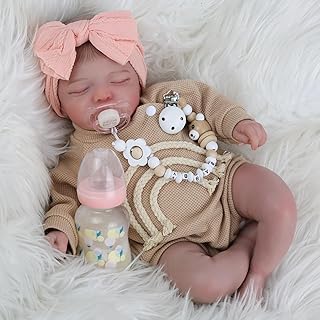 Muñecas de bebé recién nacidas realistas y cuerpo de tela suave con juguete de alimentación. 
