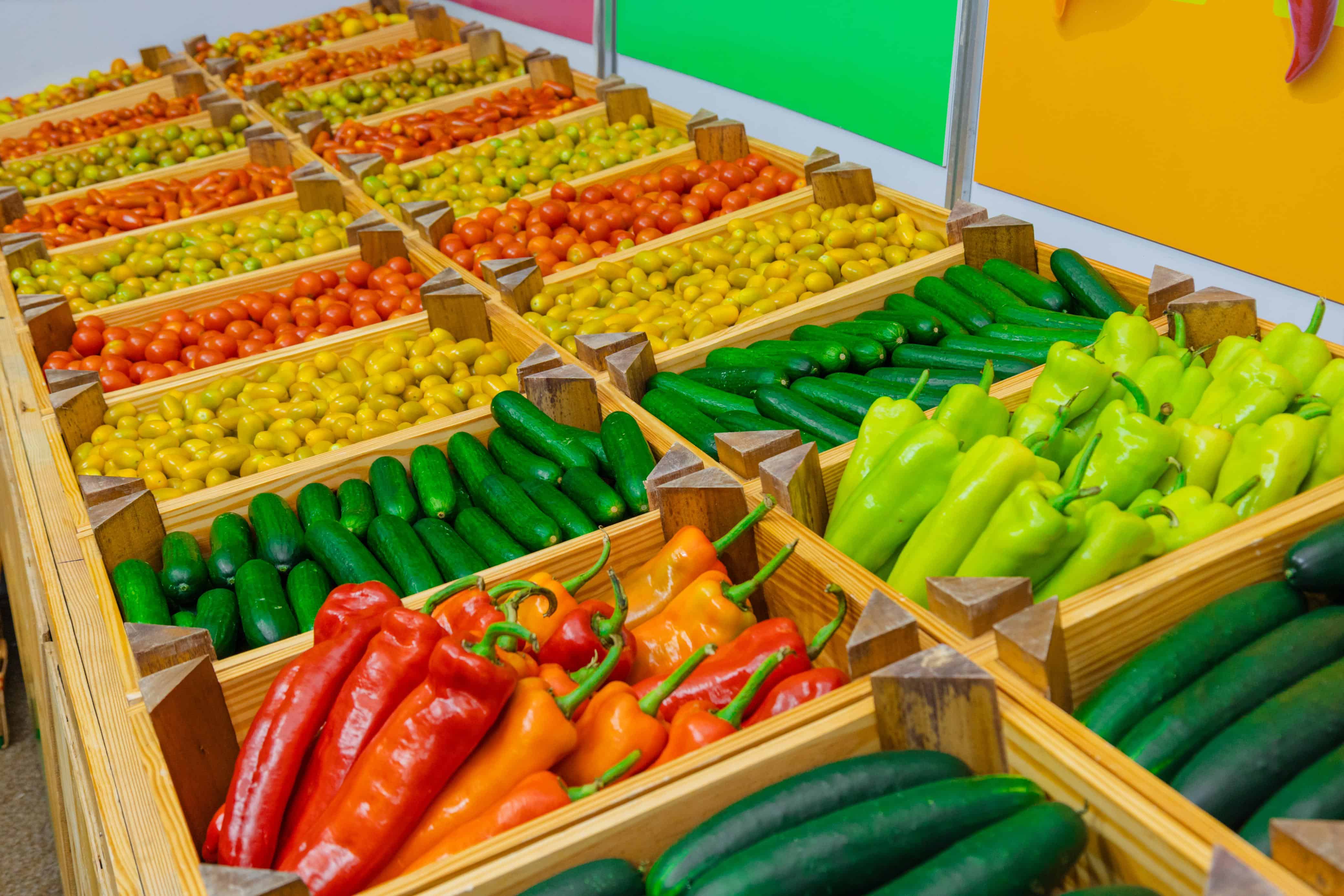 Exibición de vegetales.