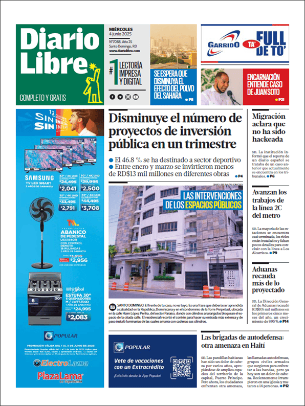 Portada de Diario Libre Impreso