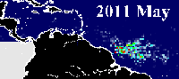 Sargazo en el Caribe durante mayo de 2011.