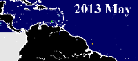 Sargazo en el Caribe durante mayo de 2013.