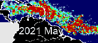 Sargazo en el Caribe durante mayo de 2021.