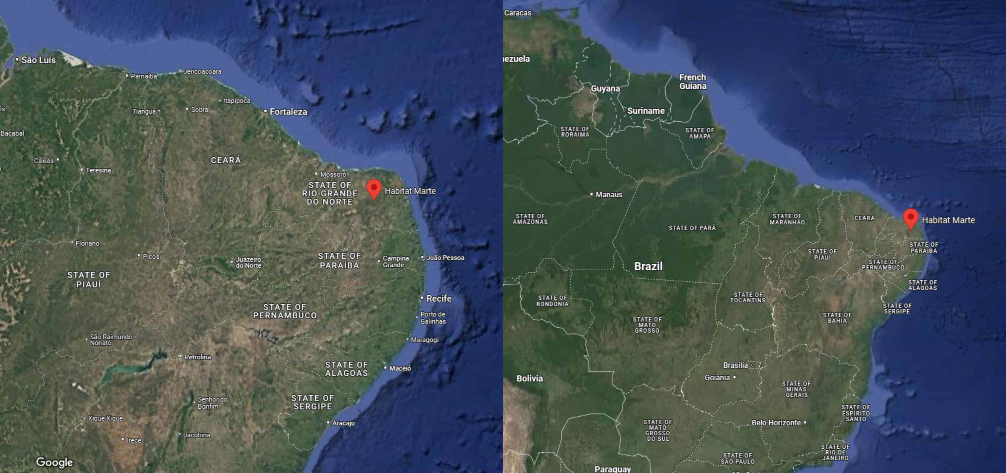 Ubicación de la base marciana Hábitat Marte, en Rio Grande do Norte, Brasil.