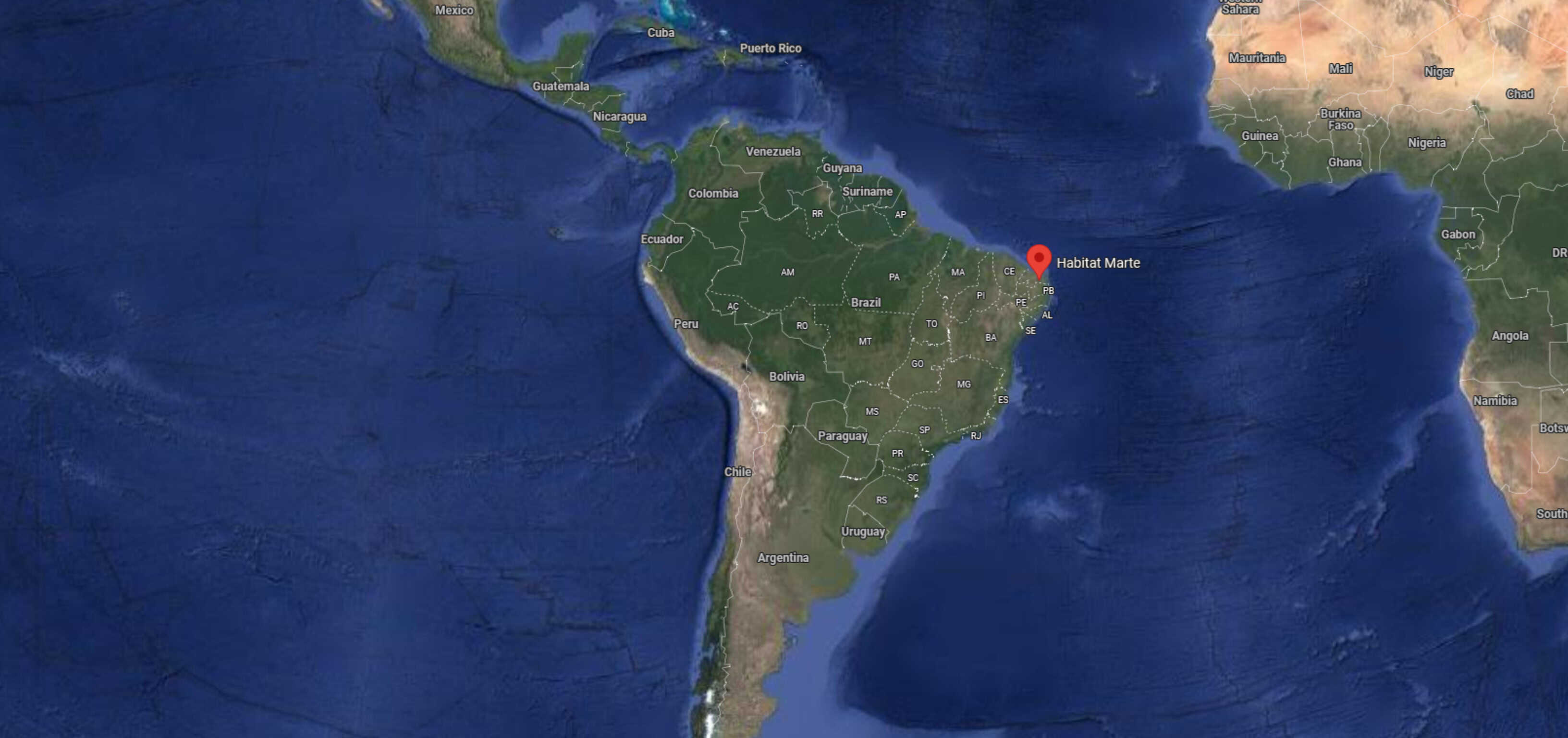 Ubicación de la base marciana Hábitat Marte, en Rio Grande do Norte, Brasil.