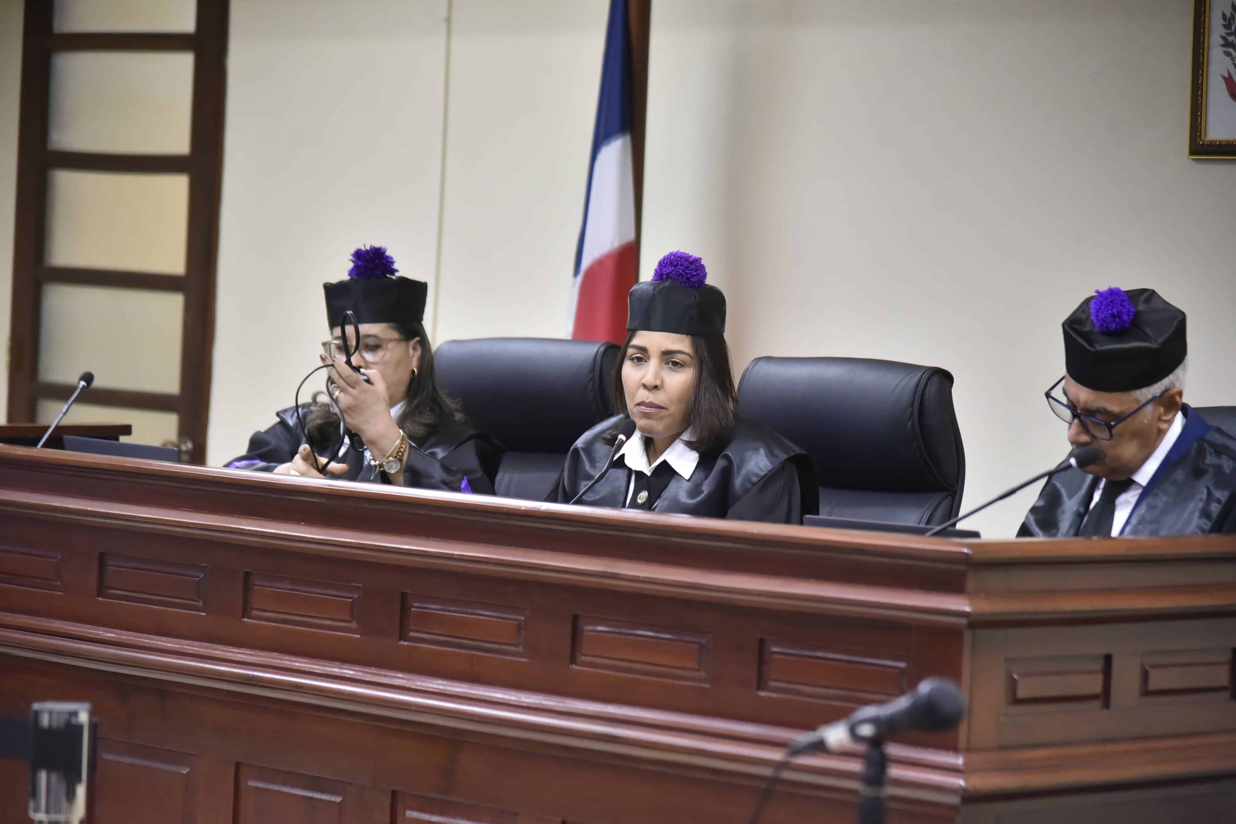 Los jueces del Tribunal Colegiado de Puerto Plata el jueves 26 de junio al dictar sentencia en el caso Wander Franco. 