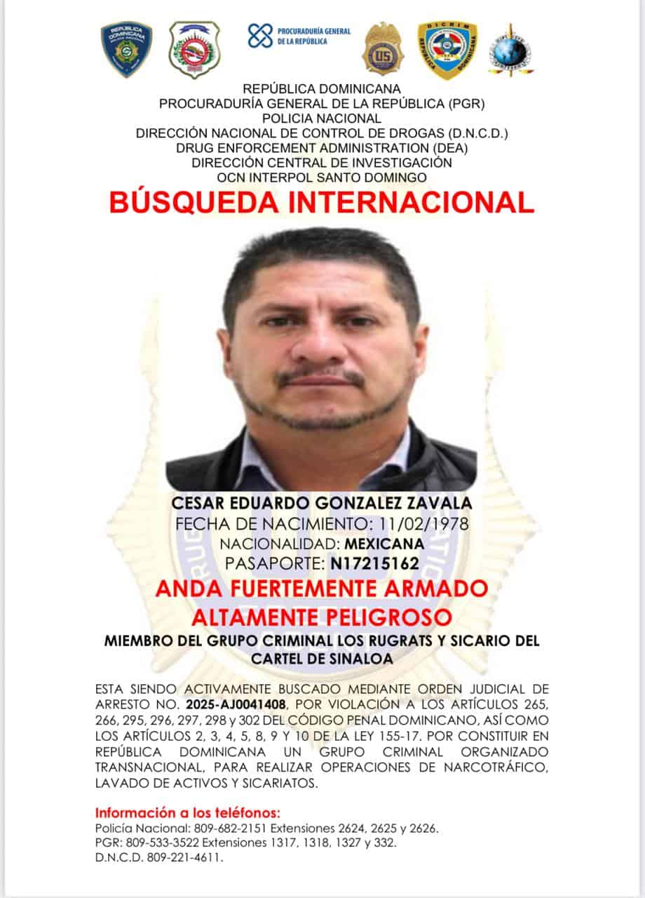 Ficha de búsqueda emitida por las autoridades de César Eduardo González Zavala. 