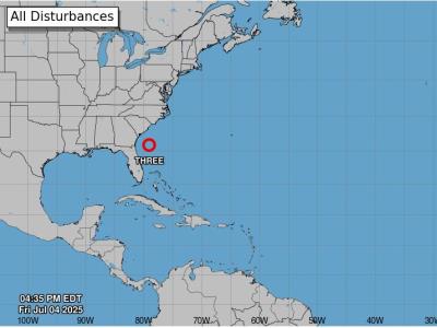 Se forma la Depresión Tropical Tres en el sureste de Estados Unidos