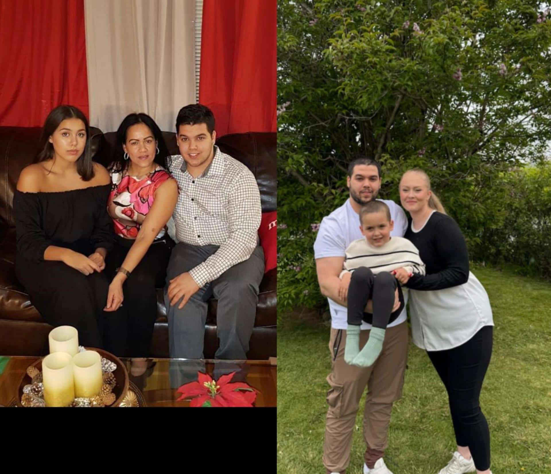  Yocasta, Rosa y sus hijos: Daimon y Ásdís, es fisiculturista y Diamond trabaja construcción. El foto está junto a su esposa Anita y su niño Baltazar