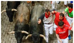 Una veloz carrera de los Miura pone el broche final a los encierros de los Sanfermines de 2025