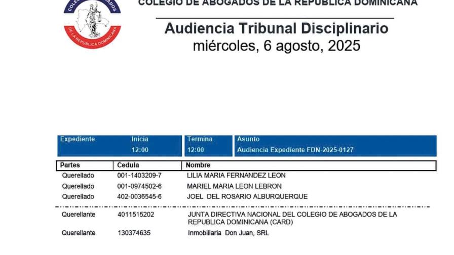 Fiscal del Colegio de Abogados dice no conoce proceso disciplinario Fiscal del Colegio de Abogados dice no conoce proceso disciplinario