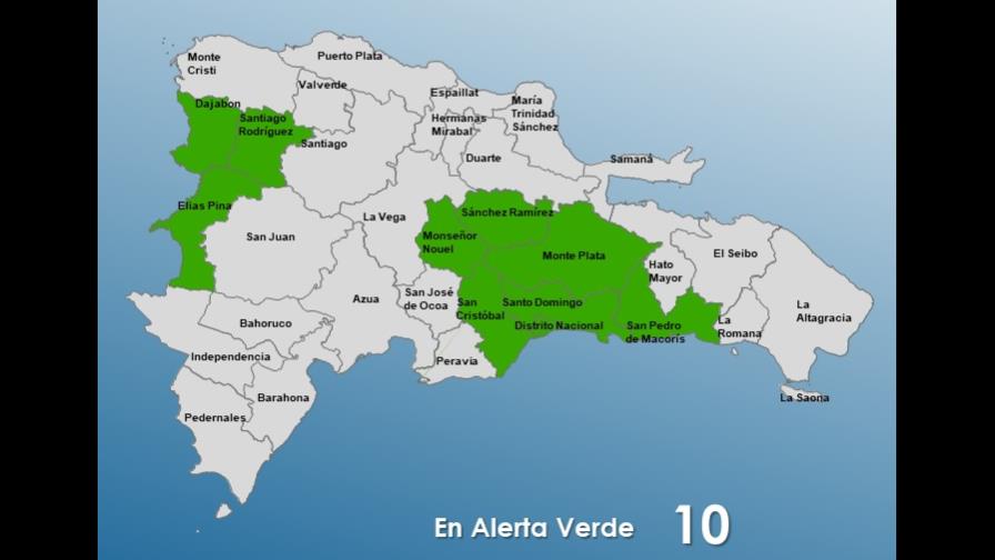Gran Santo Domingo y ocho provincias bajo alerta por aguaceros