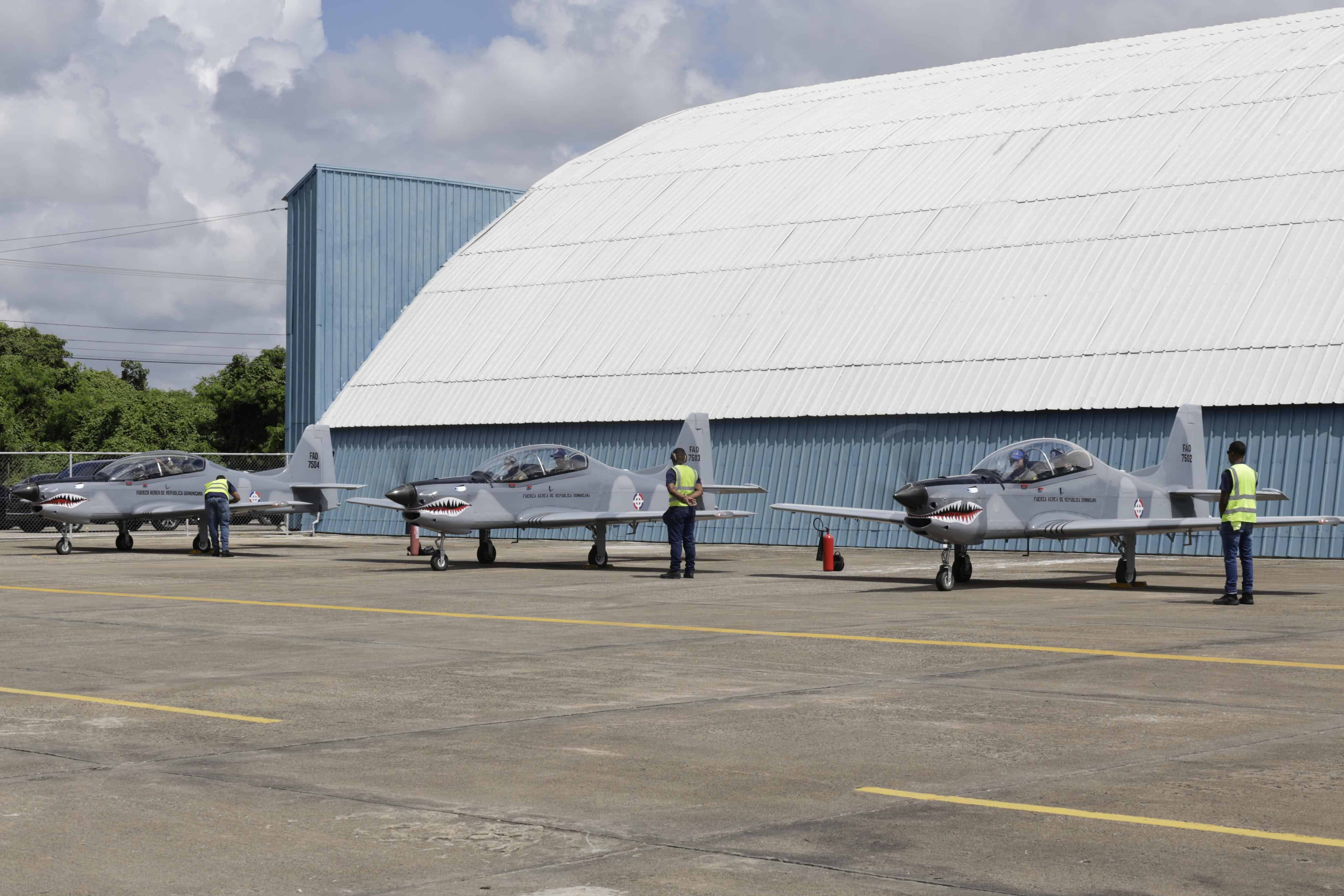 Aviones Dulus TP-75 en la Base Aérea de San Isidro el 29 de julio de 2025.