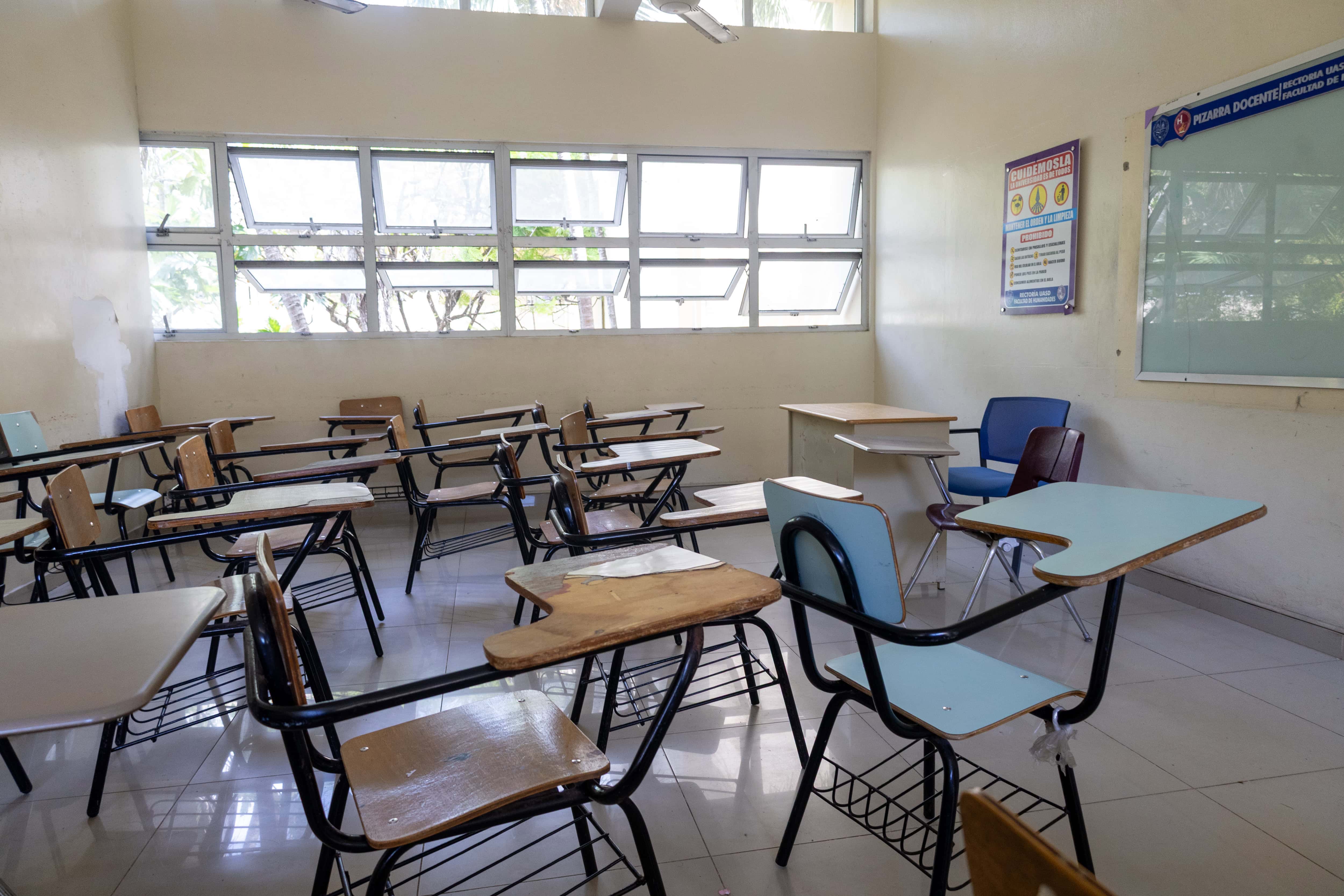La mayoría de las aulas e staban vacias este viernes.