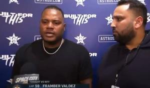 Framber Valdez sobre pelotazo a su catcher: fue sin querer y le pedí excusas