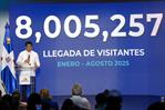 Más de ocho millones de visitantes llegaron al país entre enero y agosto