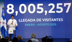 Más de ocho millones de visitantes llegaron al país entre enero y agosto