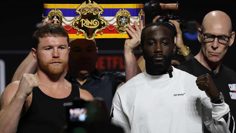 Canelo Álvarez y Crawford cumplen con la báscula para su pelea en Las Vegas Canelo Álvarez y Crawford cumplen con la báscula para su pelea en Las Vegas