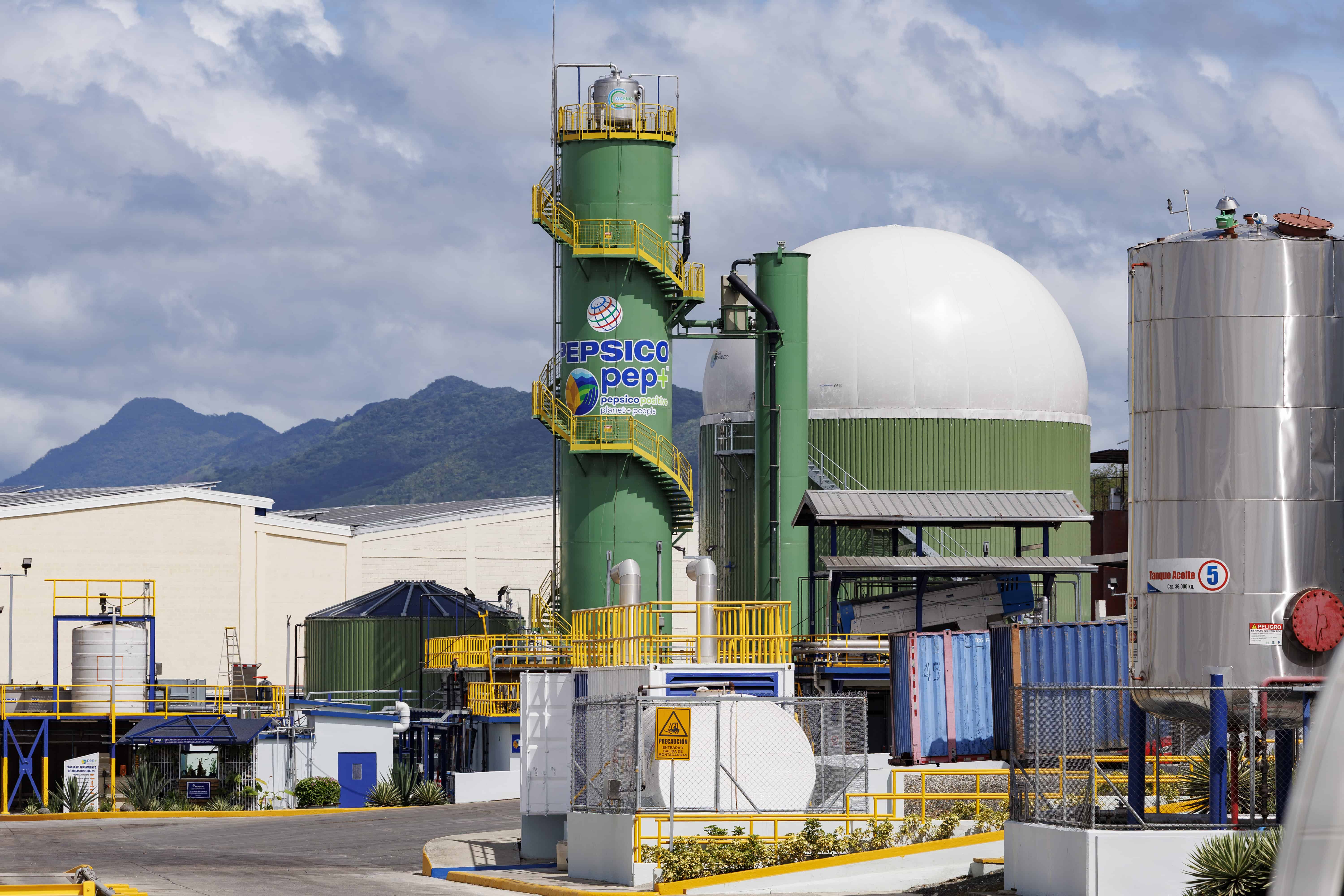 Vista del biodigestor en las instalaciones de PepsiCo.
