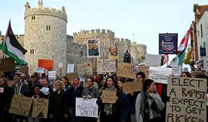 Grupo anti-Trump proyecta sobre el castillo de Windsor fotos relacionadas al caso Epstein