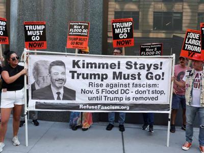 Protestan en Hollywood tras retiro del show de Jimmy Kimmel