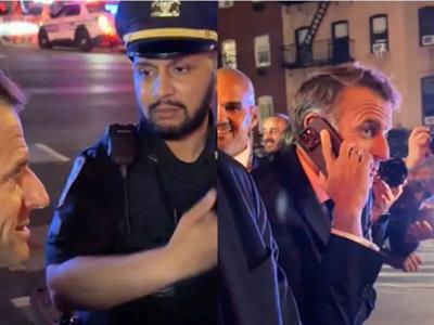Emmanuel Macron obligado a caminar en NY por Trump