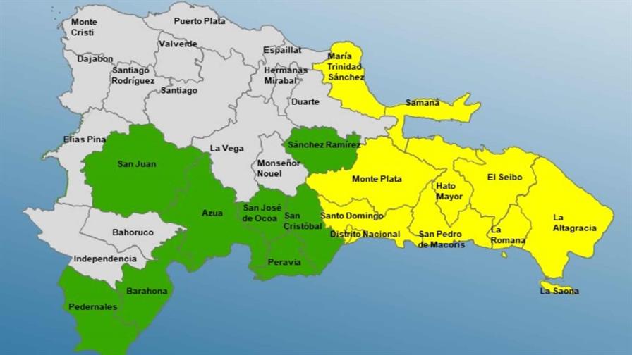COE aumenta provincias en alerta: 10 en amarilla y ocho en verde