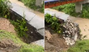 Colapsa parte de un muro cerca de puente en Cambita, tras intensas lluvias