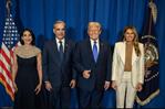 Donald y Melania Trump repiten la misma pose con Abinader, Saint-Cyr, Mulino y el rey Felipe VI