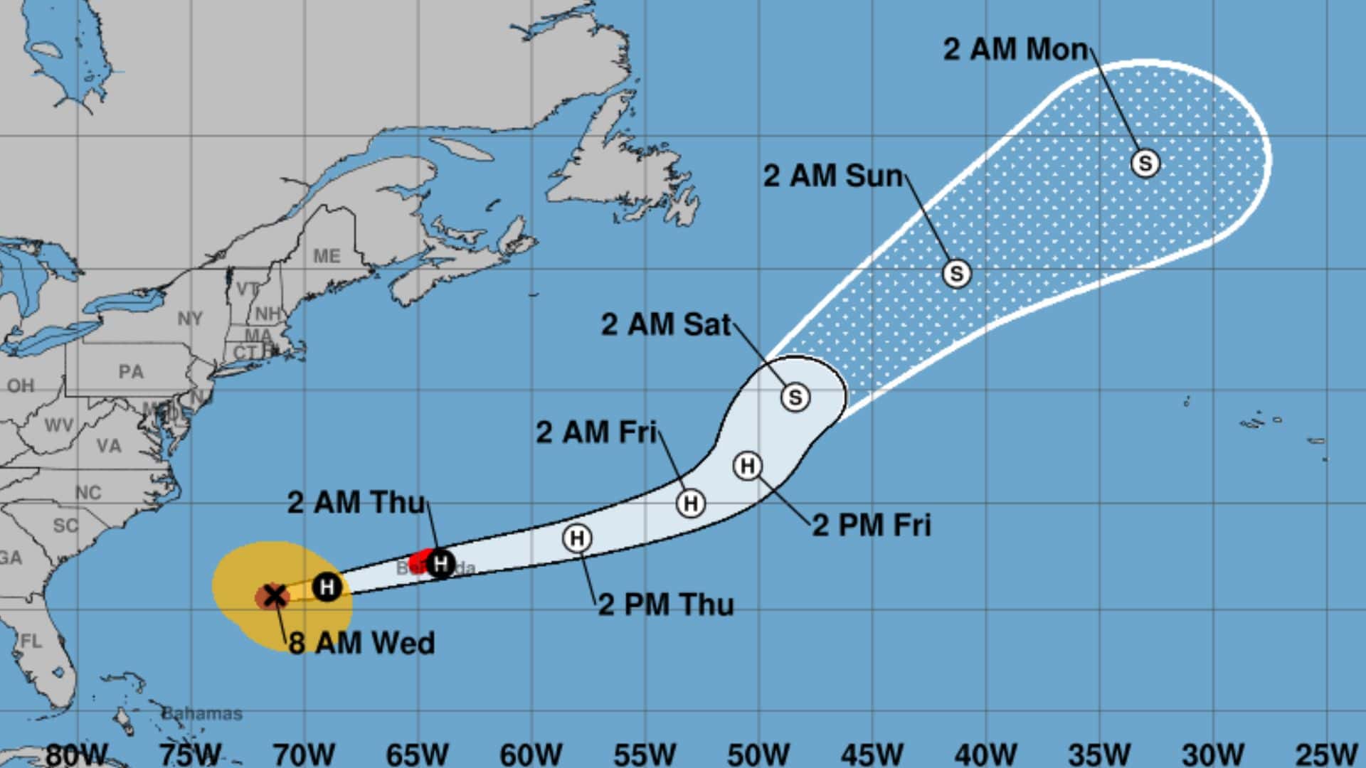 Huracán Imelda se acerca a Bermudas con fuerza de categoría 2