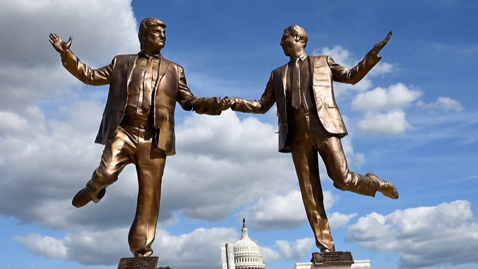 Polémica estatua de Donald Trump y Jeffrey Epstein en Casa Blanca