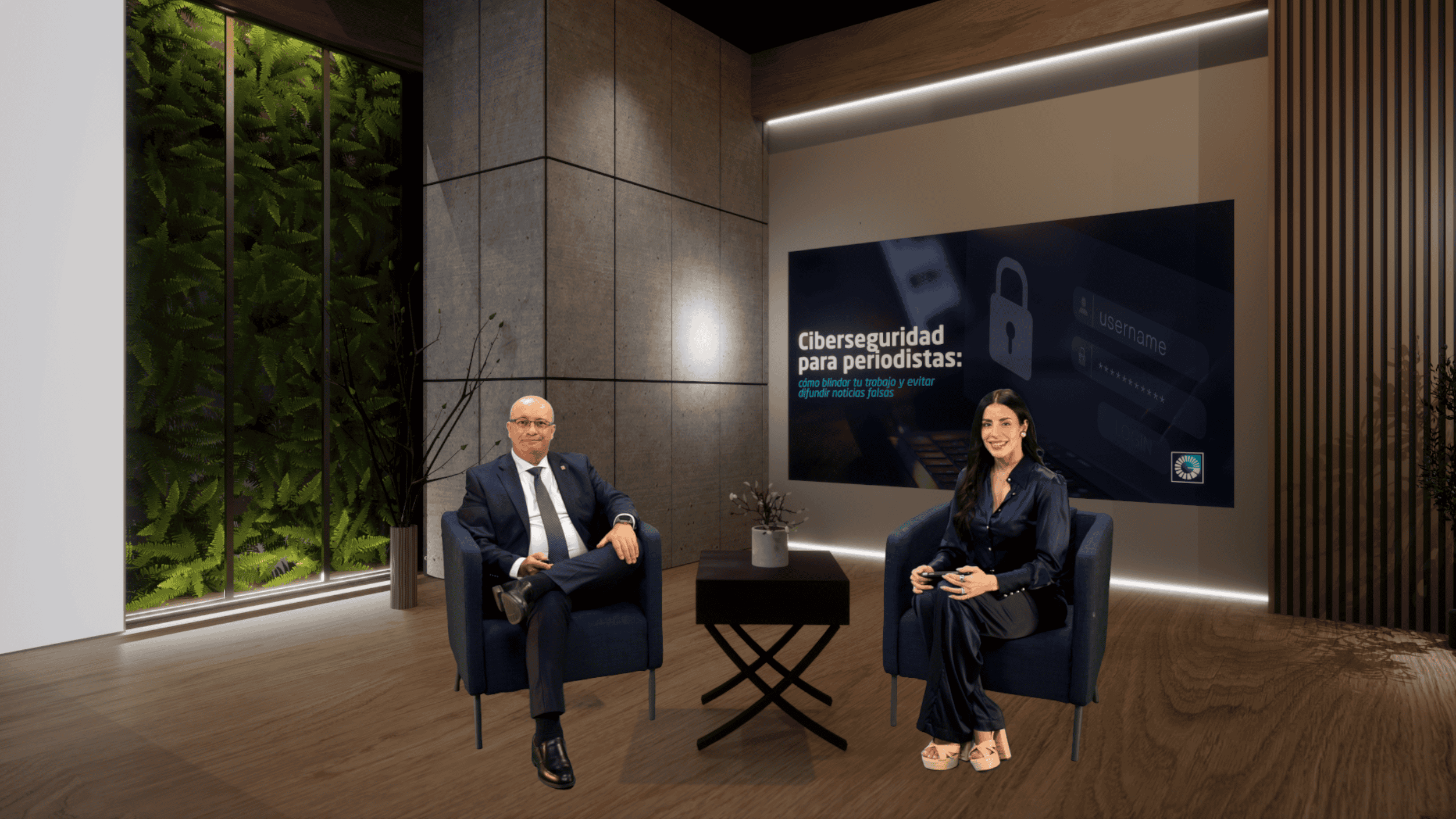 El webinar fue impartido por el señor Diego Laverde, vicepresidente del Área de Seguridad de la Información del Banco Popular. Le acompaña la presentadora y conductora de televisión, María Alejandra Guzmán.
