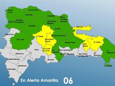 Clima en RD: COE coloca 21 provincias en alerta por vaguada frontal