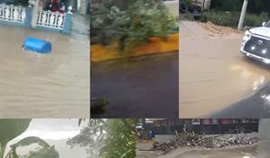 Reportan inundaciones en municipios de Santiago por fuertes lluvias