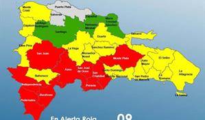 La región Sur y Monte Plata en alerta roja, el Gran Santo Domingo y 14 provincias en amarilla