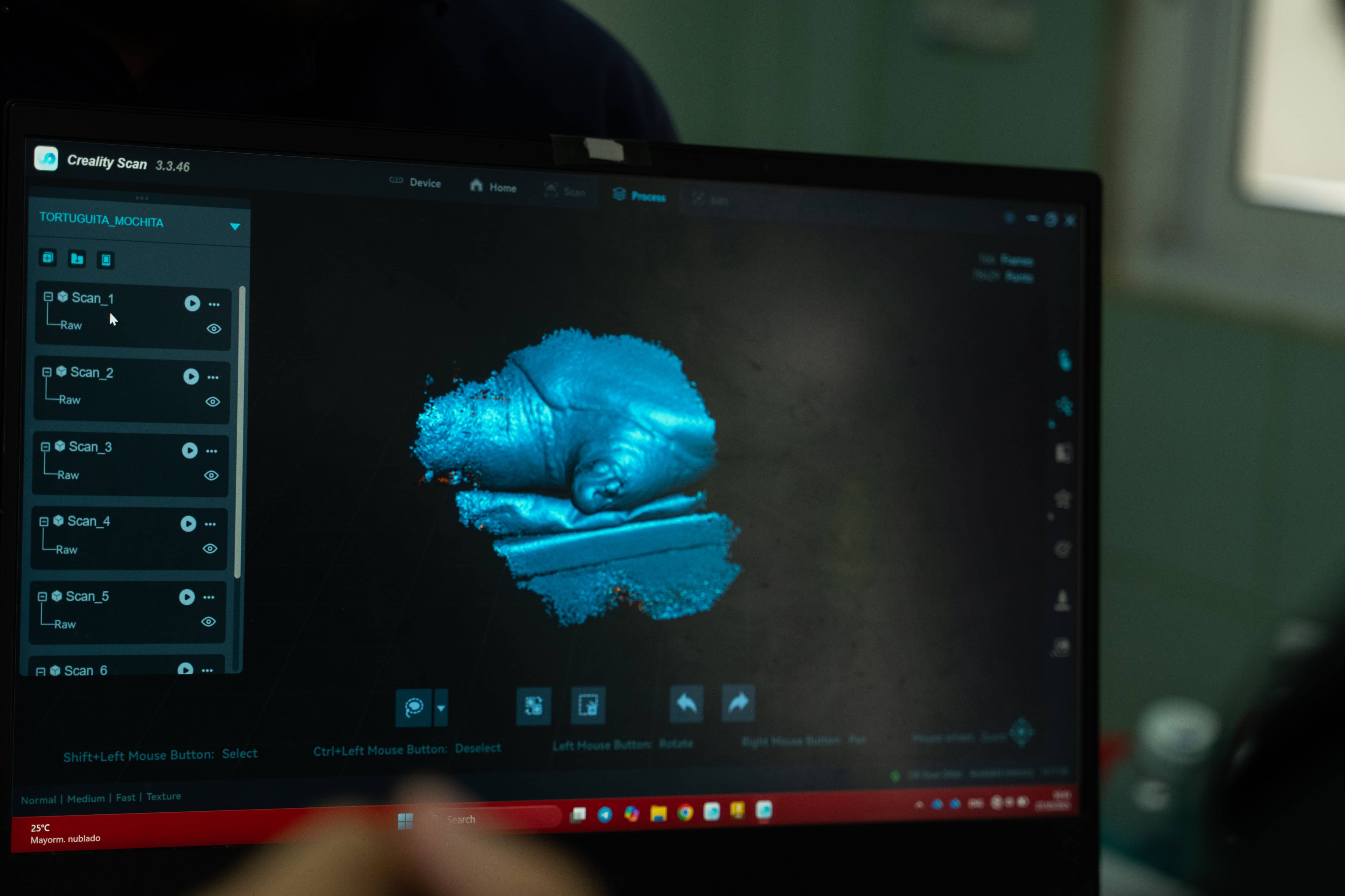 Un equipo mixto del Acuario Nacional y del ITLA escanean el muñón de Mochita.