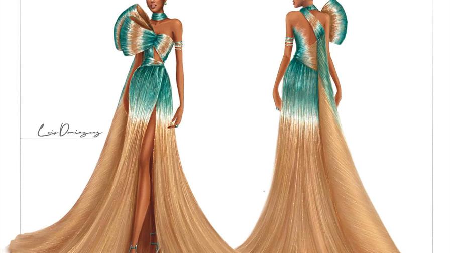 El diseñador dominicano Luis Domínguez viste a Miss Islas Turcas y Caicos