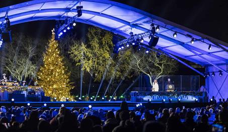 Trump y la primera dama encienden el árbol navideño de la Casa Blanca