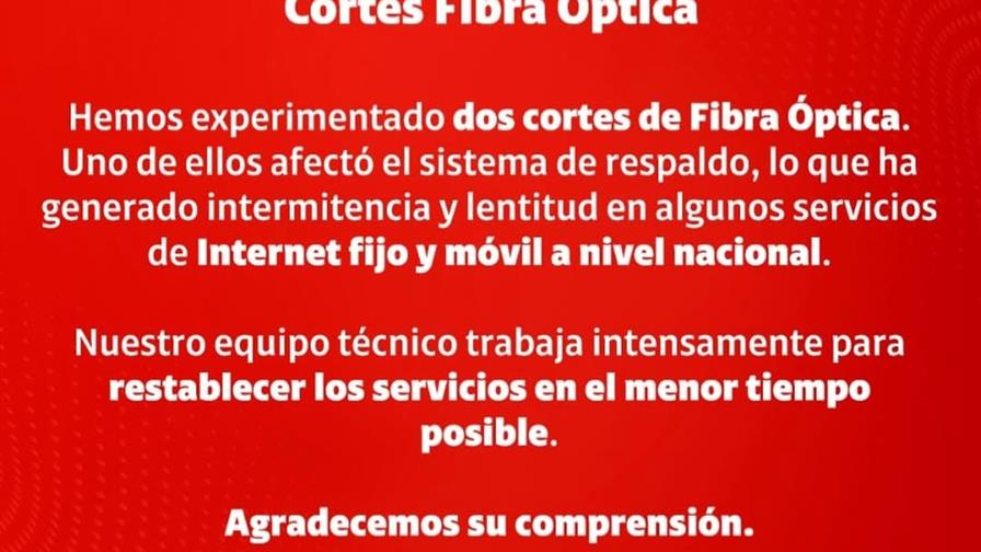Claro informa cortes en su red de fibra óptica que afectan a los usuarios de internet Claro informa cortes en su red de fibra óptica que afectan a los usuarios de internet
