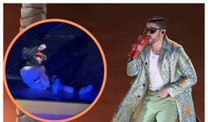 Bad Bunny se resbala en “La Casita” durante su primer concierto en México