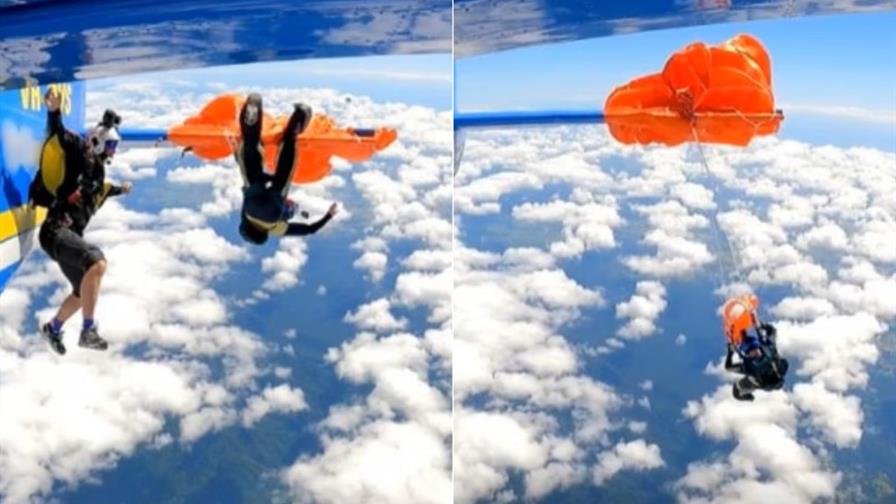 Paracaidista queda colgado de un avi&oacute;n a 4,500 metros y logra salvarse