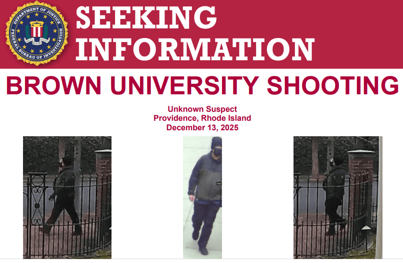 Agentes del FBI buscan al sospechoso del tiroteo en la Universidad de Brown, en Providence, Rhode Island.