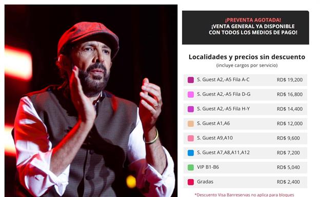 Estos son los precios para el esperado concierto de Juan Luis Guerra en Santiago Estos son los precios para el esperado concierto de Juan Luis Guerra en Santiago