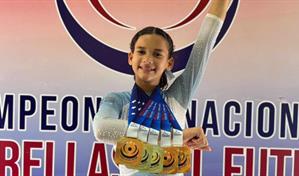 Coral Caama&ntilde;o se corona campeona nacional de gimnasia nivel 6 con 5 medallas de oro