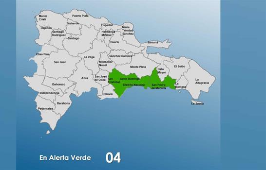 COE coloca tres provincias y el Distrito Nacional en alerta verde por lluvias para el Fin de A&ntilde;o