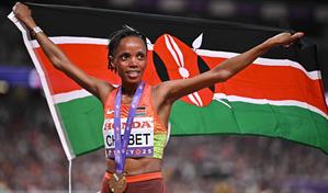 La campeona ol&iacute;mpica Beatrice Chebet hace una pausa en su carrera para ser madre