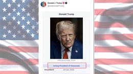 Trump publica imagen en Truth Social afirmando ser "presidente interino de Venezuela"